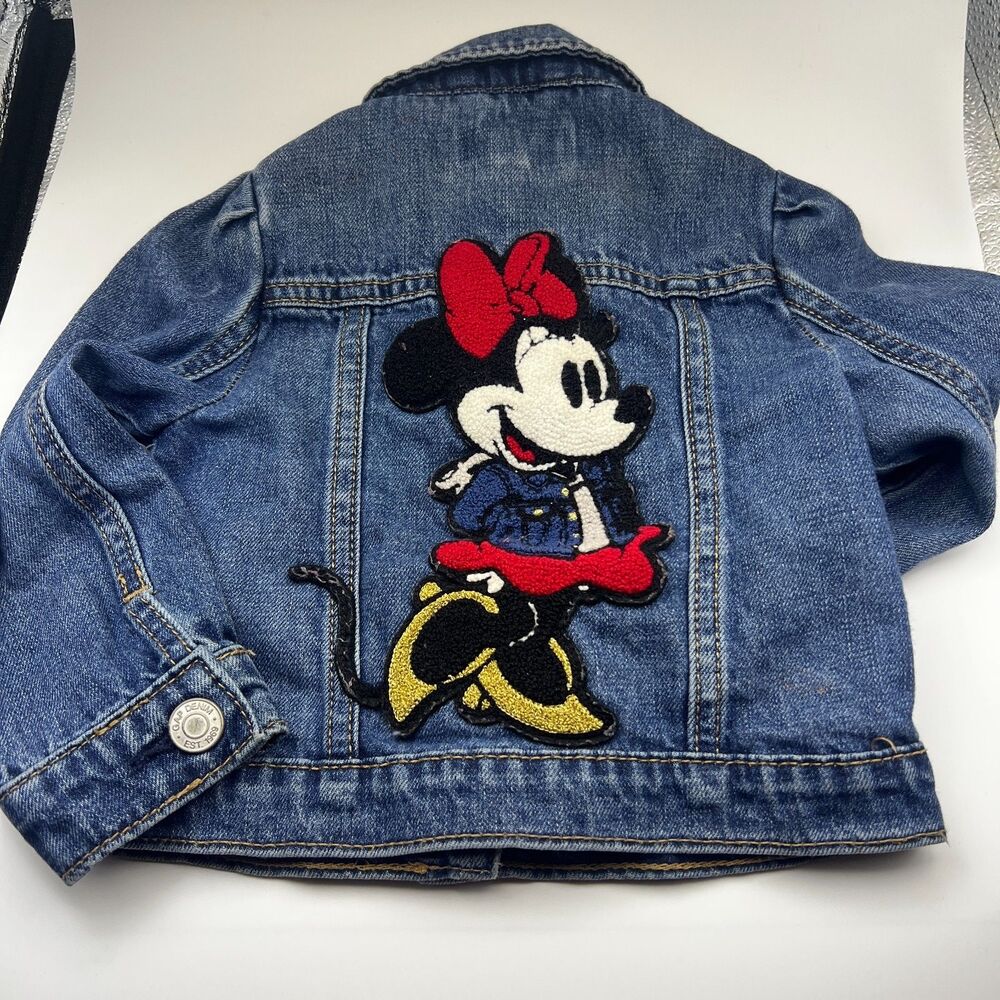 Baby Gap Disney 2T Denim Jean Jacket Embroidered Minnie Mouse Button Front